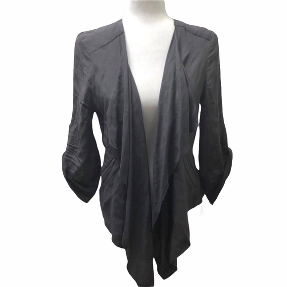 elevenses Jackets & Blazers - Elevenses Anthropologie Eudora Gray Draped Blazer Coat Size Medium Open Front